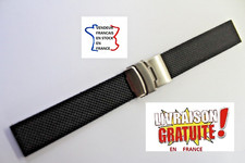 Bracelet montre ; 22mm ; SILICONE NOIR sans couture; BOUCLE DEPLOYANTE /208-5