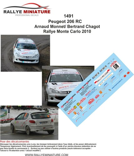 Decals ref 1491 peugeot - 1/43,