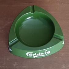 Grand Cendrier Carlsberg Triangle, Couleur Vert, Collection, 19cm