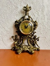 Horloge de cheminée en laiton doré ,style rocaille,vintage , année 1940