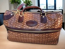 introuvable  Charles Jourdan  grand sac bag week-end vintage cuir toile logo