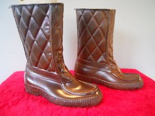 Vintage 1960s Eskilloos Rubber Fleece Moon Winter Boots Retro Mod Boho Moc Toe 5