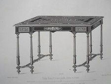 Table HENRI II huit pieds Ebéne GRAVURE le MAGASIN dE MEUBLES V.QUETIN XIXéme