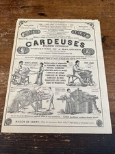 Brochure Ancienne N160 Cardeuses Lm Prat Frères Grenoble