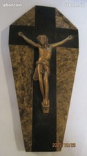 ANCIENNE CROIX CRUCIFIX CHRIST CHRISTIANISME METAL ET BOIS 20 cm