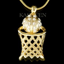 Panier De Basket Avec Un Filet En Cristal Swarovski Collier De Sport En Or TN