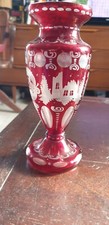 GRAND VASE A BULBE "  JACINTHE  " EN CRISTAL DE BOHEME ANCIEN GRAVE FIN XIXeS 
