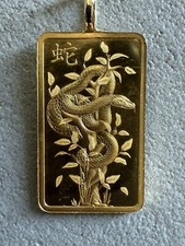Pendentif Lingot or 5 g monté en pendentif - Suisse - 24 carats - PAMP - Serpent