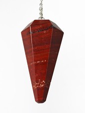 Pendel En Pierre Précieuse De Jaspe Rouge En Laiton Argenté