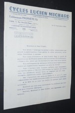 1939 CYCLES LUCIEN MICHARD Ets PROPHETE ST BONNET ROCHEFORT BICYCLETTE VELO