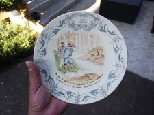 Assiette murale faience Keller Guérin Luneville Hirondelles chasse Lapin XXème