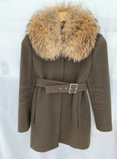 vêtements femmes manteaux fourrure laine Claudie Pierlot kaki neuf ceinture