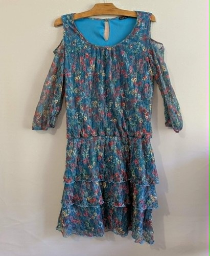 Robe bleue fleurs - robe,