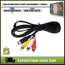 ✅ CABLE AV AUDIO VIDEO RCA TV PERITEL RGB SEGA MEGADRIVE 2 / GENESIS 2 / 3 NEUF