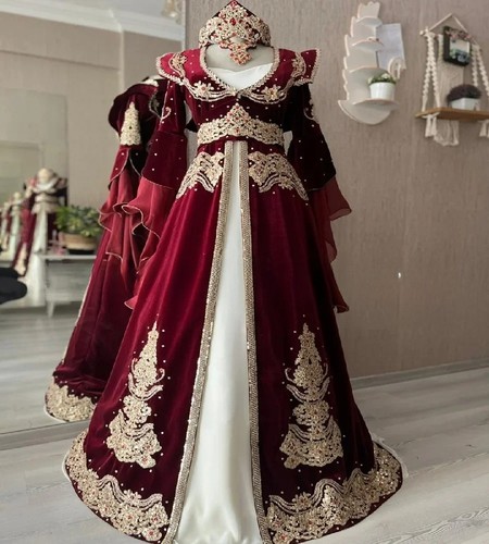 Burgundy velvet ottoman - velvet,