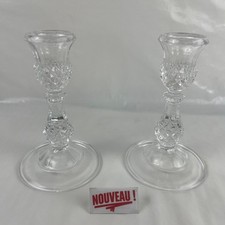➜PAIRE DE BOUGEOIRS/CHANDELIERS EN CRISTAL D'ARQUES Longchamp vintage France XXè