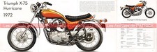 TRIUMPH X-75 750 Hurricane 1972 UK Fiche Moto #009120