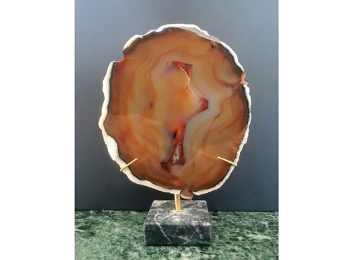 Plaque agate orange socle - orange,,