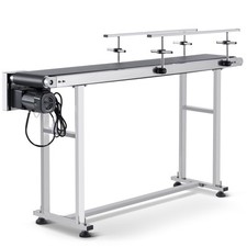 VEVOR Convoyeur à bande acier inoxydable PVC 1498,6x198,1 mm double garde-corps