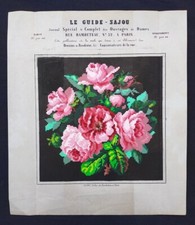 ROSES BOUQUET RARE GOUACHE ORIGINALE SAJOU NOV 1854  POINTILLISME ET CUBISME 