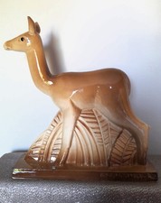 Biche céramique de Lunéville-Saint-Clément signée Geo Condé Art déco