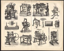 1897 Gravure originale Typographe Imprimerie Machines Reliure