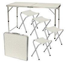 Set Table + 4 Chaises De Camping Table Pliante Pliable Portable 120x60 cm