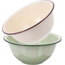  2 Pcs Bol En Émail À L'ancienne De Service Soupe Bols Cuisine Mélanger