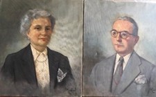 2 Portraits Bourgeois Huile