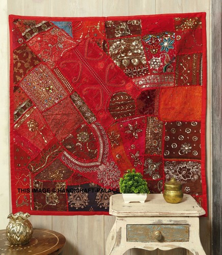 Rouge énorme sari perlé - 40,