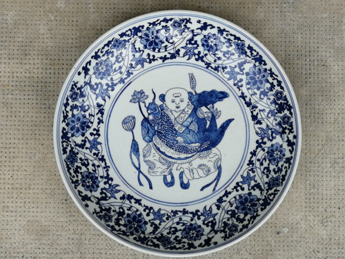 Plat chine porcelaine bleu - plat,