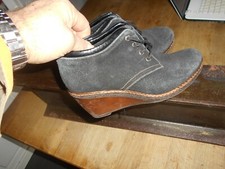 ??Superbes CHAUSSURES  GEP REINO NOIRES CUIR DAIM COMPENSES T37 A 15€ ACH IMM