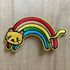 PATCH applique écusson thermocollant - CHAT NOIR clair de lune doré ** 6 x 7 cm