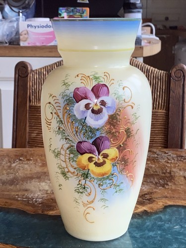 Ancien vase opaline pensée - en,