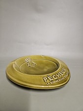 CENDRIER PÊCHEUR BIÈRE D'ALSACE EN CERAMIQUE SARREGUEMINES VERT/ VINTAGE FRANCE 