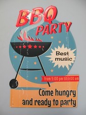 9977762 Peinture Murale Panneau Métallique Vintage BBQ Fête Barbecue 70x45cm