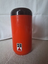MOULIN À CAFÉ SEB,  VINTAGE, PLASTIQUE ORANGE,  COUVERCLE PLASTIQUE FUMÉ 