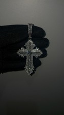 VVS1 Moissanite Cross Pendant – Diamond Tester Approved, 925 Sterling Silver