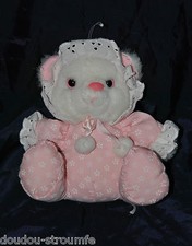?Doudou Ours Blanc GIPSY Rose Dentelle Ancien Modèle Peluche 16 Cm Assis TTBE