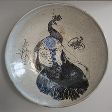 Krause Uwe & Helga Grande Coupe au Paon céramique murale 1970-80 
