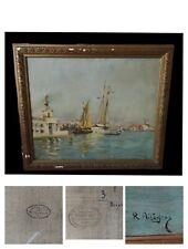 Huile sur toile de Raymond Allègre (1857-1933) Venise - La Pointe De La Douane .