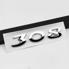 Logo Peugeot 308 Chrome Embleme Insigne Monogramme 110 x 23 mm Nouveau