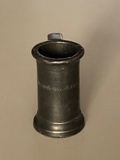 ANCIENNE MESURE EN ETAIN : DOUBLE CENTILITRE - NOMBREUX POINÇONS 