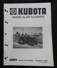 1980s Kubota L225 L245 Tracteur K-650 Tractopelle " Opérateur & Pièces Catalogue