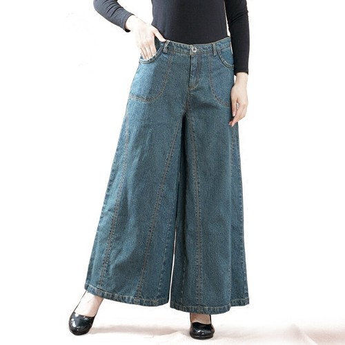 Femme jambe large - jambe, jeans