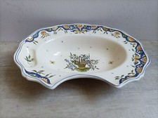 Ancien plat barbe porcelaine décor Rouen fait Main Maison fernette St Maclou