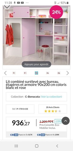 Lit surélevé combiné