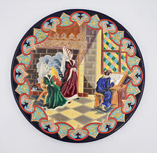 GRAND PLAT "AU MOYEN-ÂGE" ANCIEN FAIENCE DE LONGWY DECOR TH Galet D= 46.5 cm