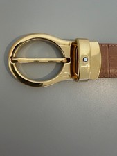 ceinture montblanc cuir beige et boucle or