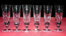 SAINT LOUIS JERSEY 6 FLUTE A CHAMPAGNE SEKTGLÄSER CRISTAL TAILLÉ PAQUEBOT FRANCE